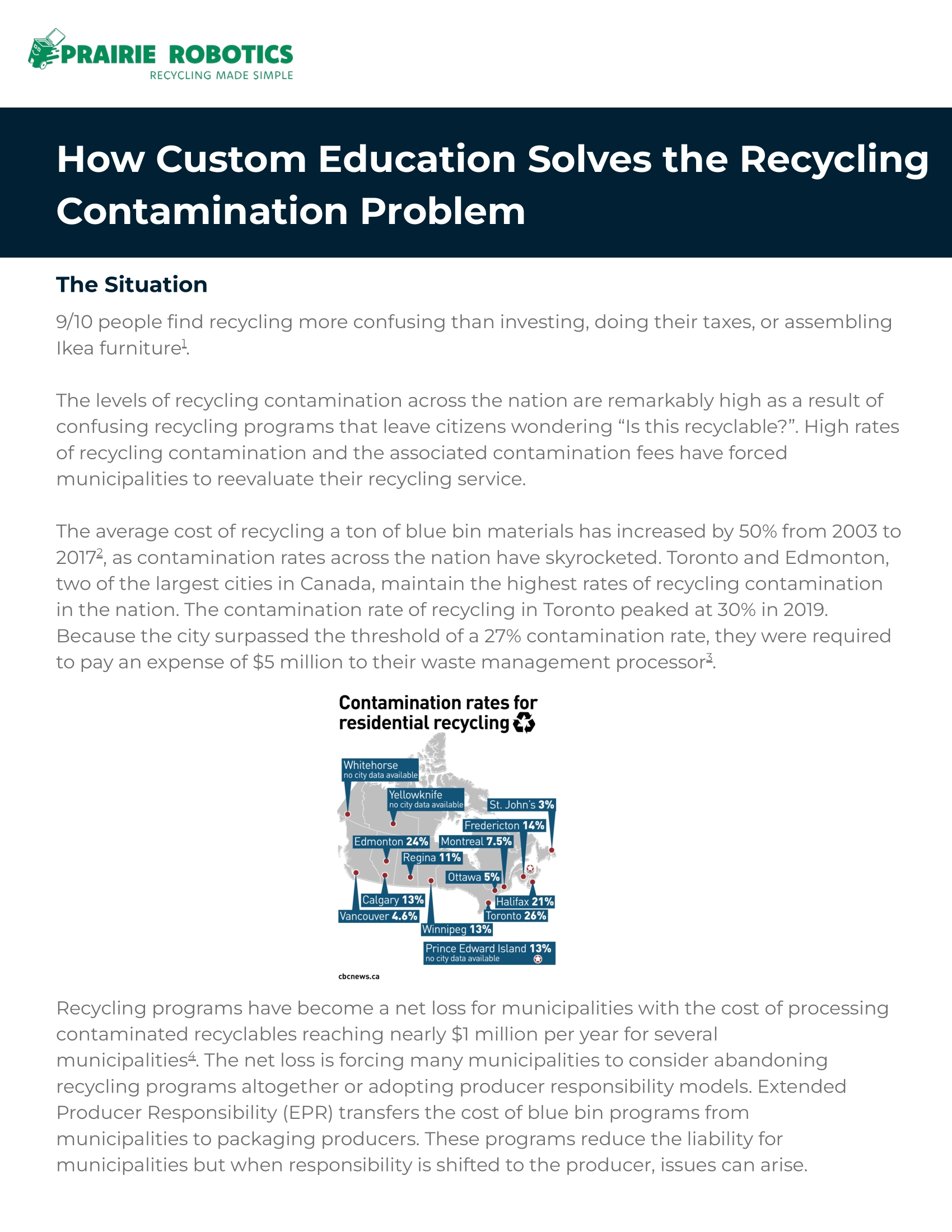 Cover page of the How Custom Education Solves the Recycling Contamination Problem white paper